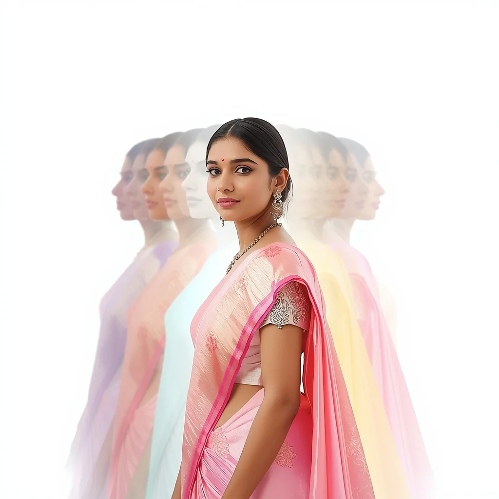 Bright Time Echo and Indian Saree multi-Panel Visualization Storyboard Design | Beautiful Saree Girl Ai Prompt