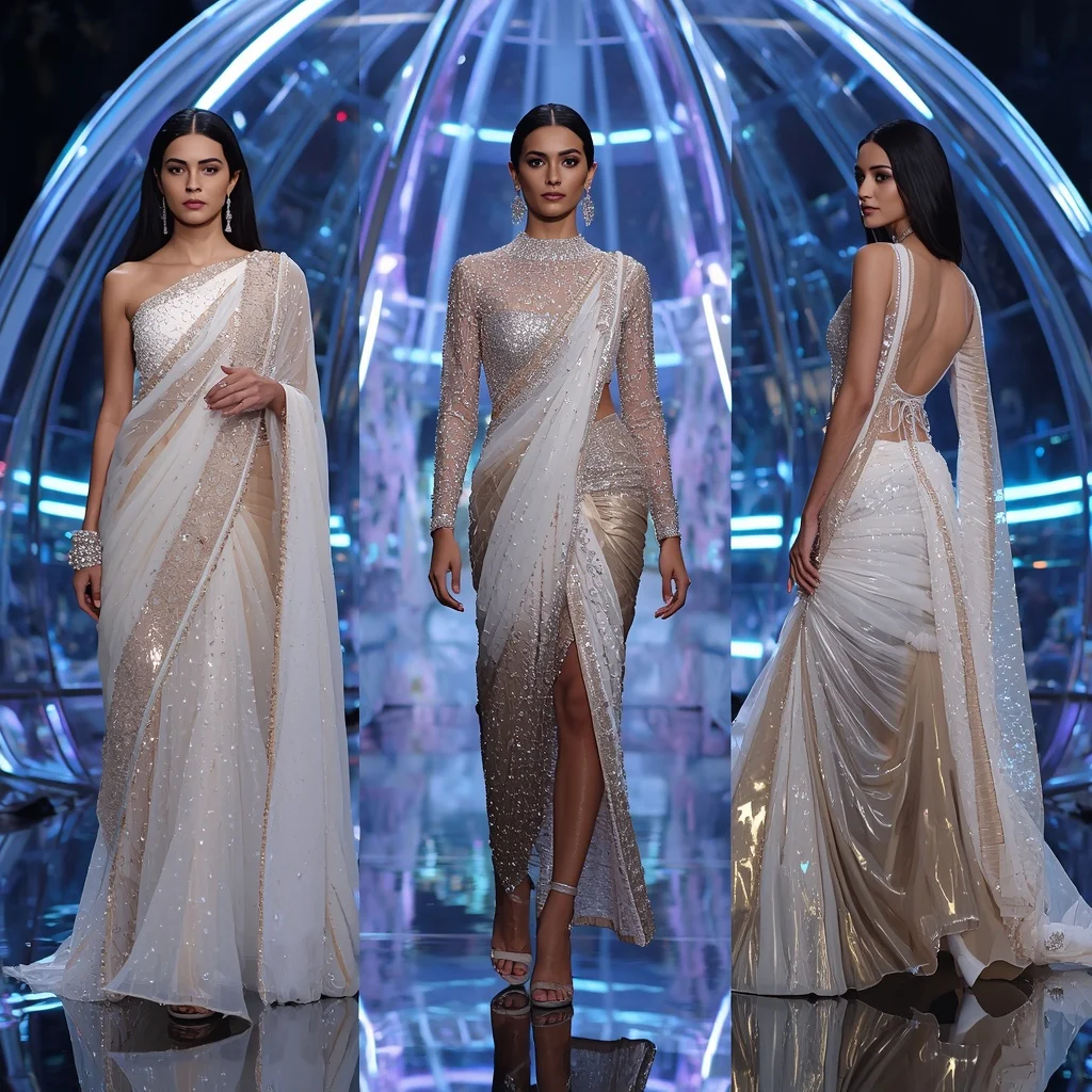Celestial Royale Saree with Floating Prism Sanctuary Dome | Instagram Viral Photo Prompt