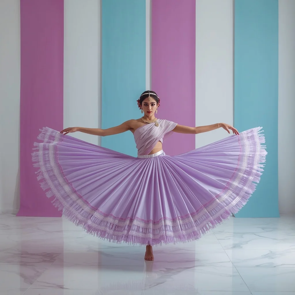 Extremely Heavy Diamond Tassel & Crushed Pearl Shell Pastel Lilac Saree | Fast Spin Freeze Pose | Prompt Chatgpt