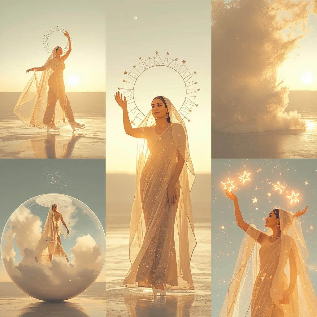 Fancy Festival Saree Aero-Gel Constellation-Dust Net | Gemini Ai Saree Photo