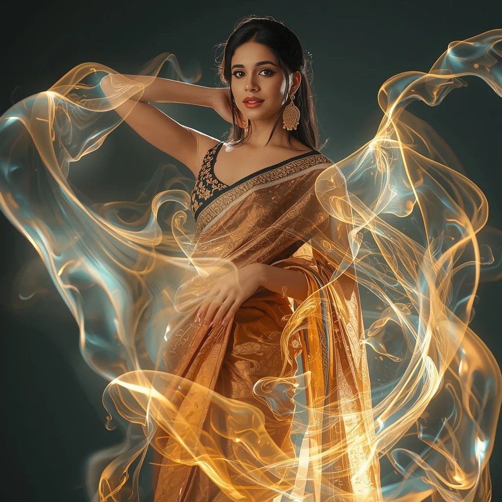Festival Fancy Saree Liquid Light Motion Viral Look | Best Ai Prompts For Images