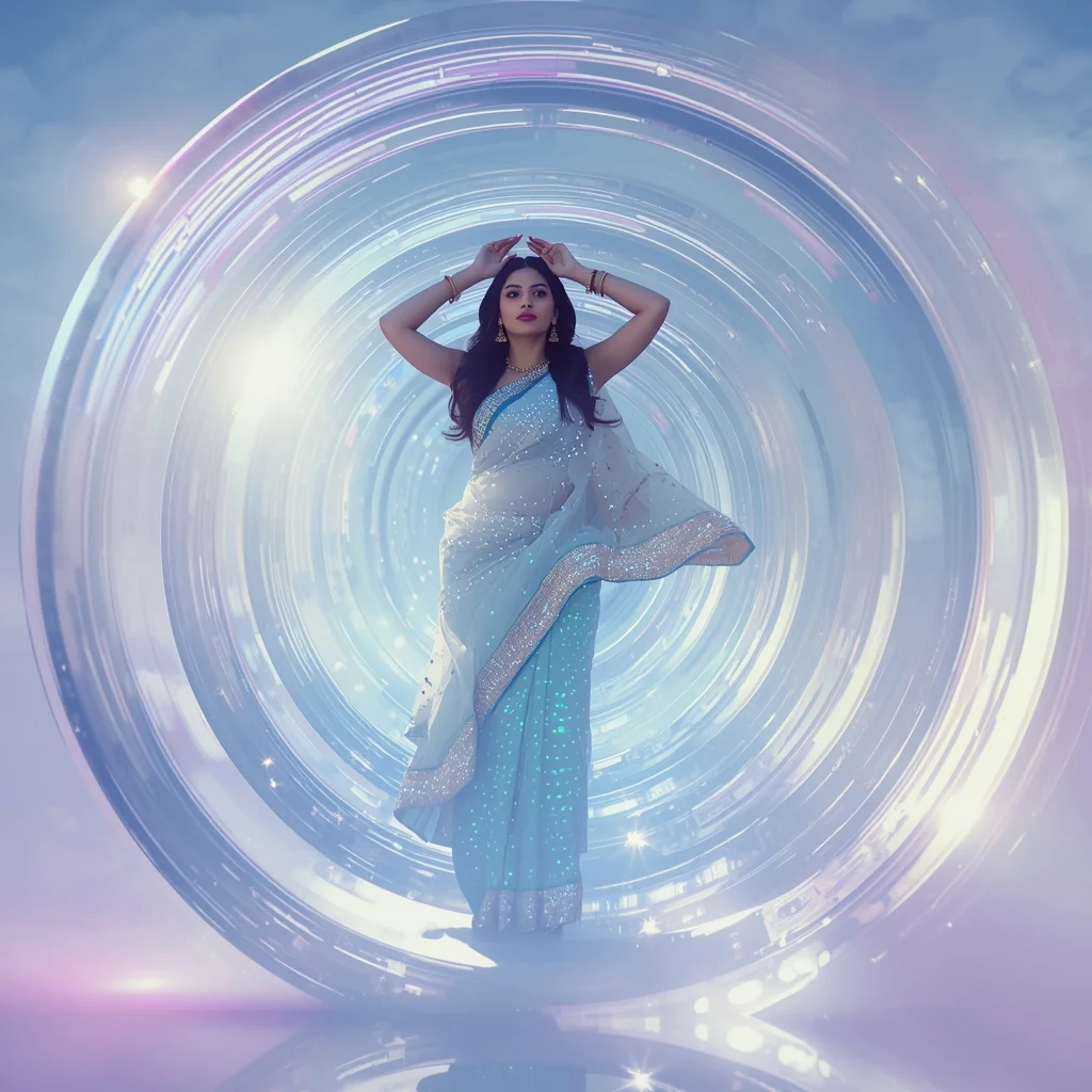 Festival Fancy Saree Photoluminescent Deep-Sea Pearl | Free Prompt For Girls College
