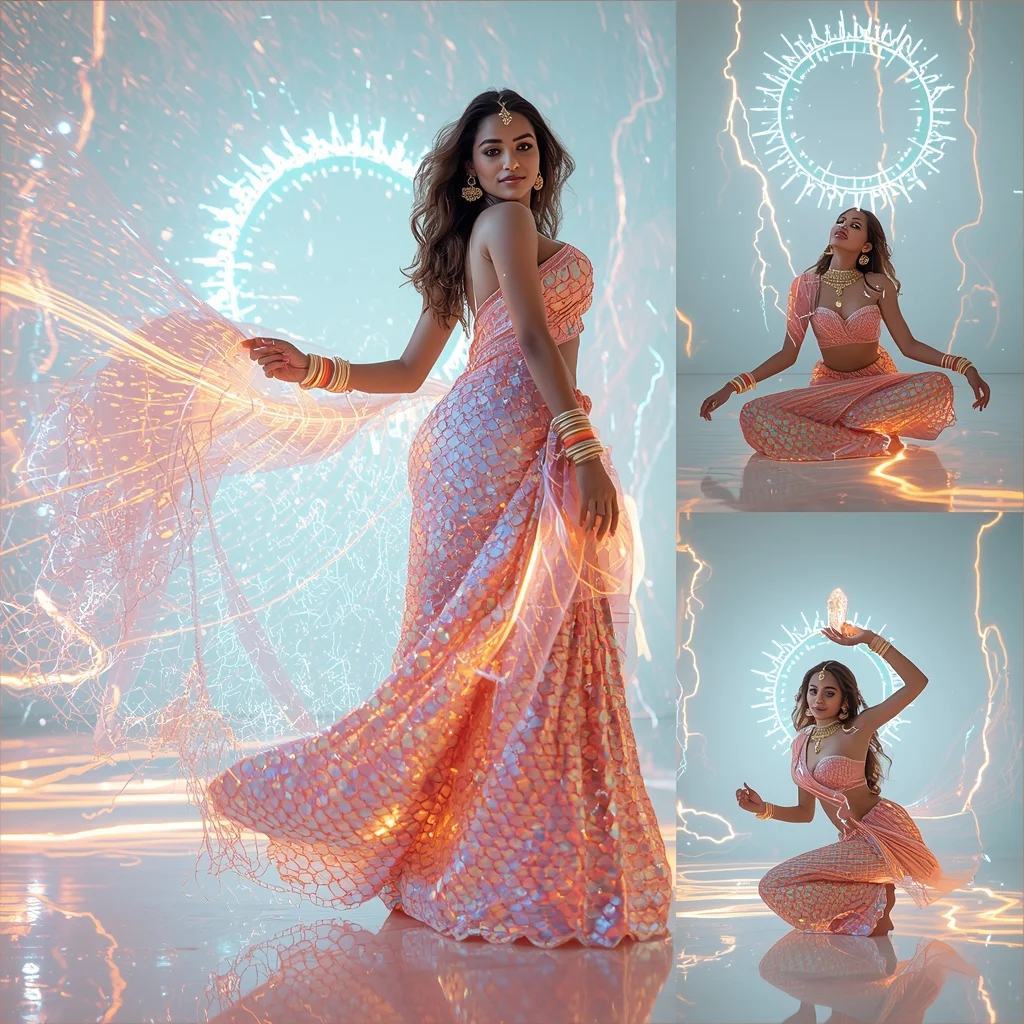 Festival Fancy Saree Piezoelectric Diamond Scale | Prompt For Gemini Ai Girl