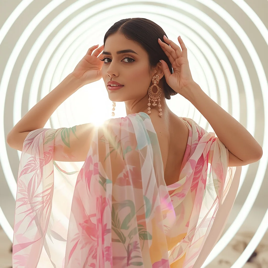 Festival Fancy Saree Programmable E-Ink Silk | Gemini Saree Prompt For Instagram