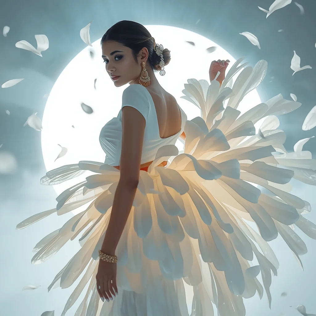 Festive Fancy Saree Bio-Engineered Glowing Petal | Prompt For Ai Image Generator For Social Media