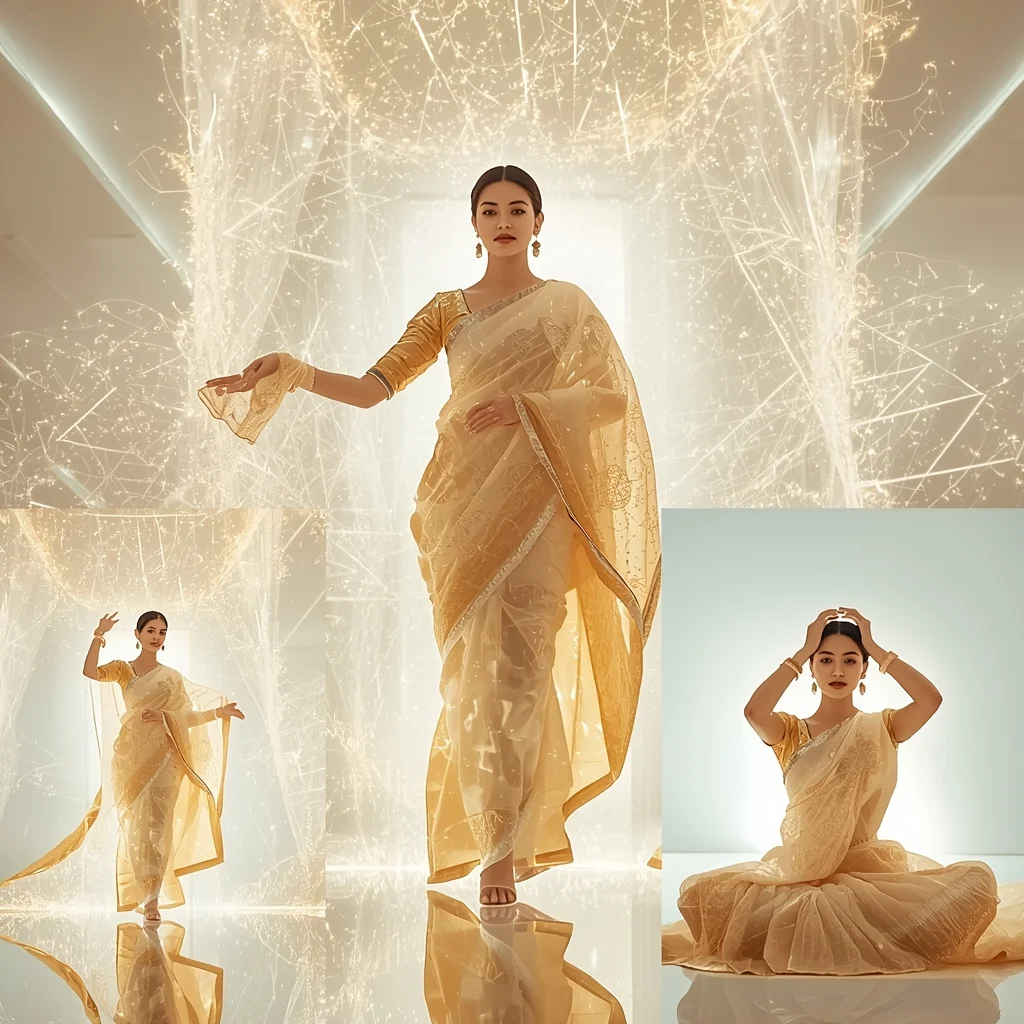 Festive Fancy Saree Nanotech Auto-Assembling Thread | Traditional Saree Prompt For Girl In English