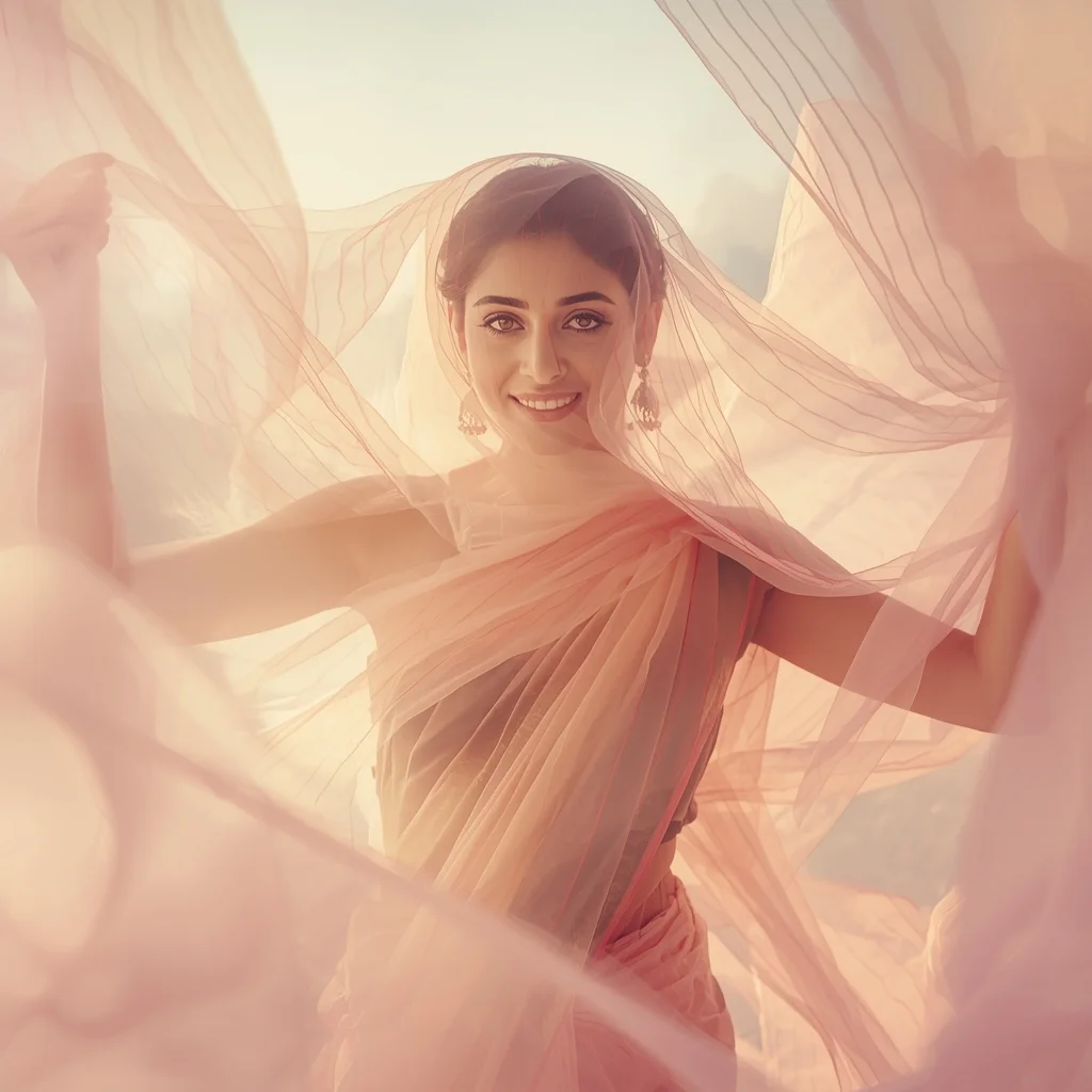 Festive Pastel Saree Dream Veil Light Flow Expansion Collage | Prompt Seen Gemini Girl Instagram