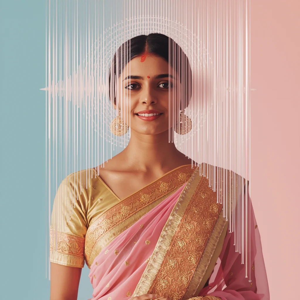 Festive Pastel Saree Echoing Crystal Chime Resonance Collage Cinematic Aesthetic | Saree Whatsapp Dp Ai Prompt
