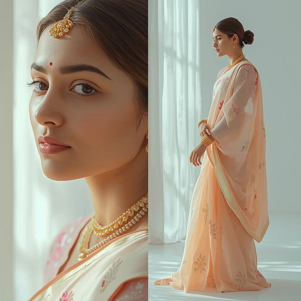 Festive Pastel Saree Identity Without Identity Collage | Selfless Presence Luxury Prompt | Saree Look Ai Prompt