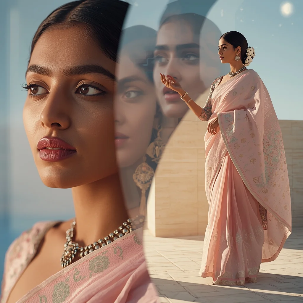 Festive Pastel Saree Infinite Undefined Potential Collage | Everything Possible Luxury Prompt | Wedding Saree Ai Prompt