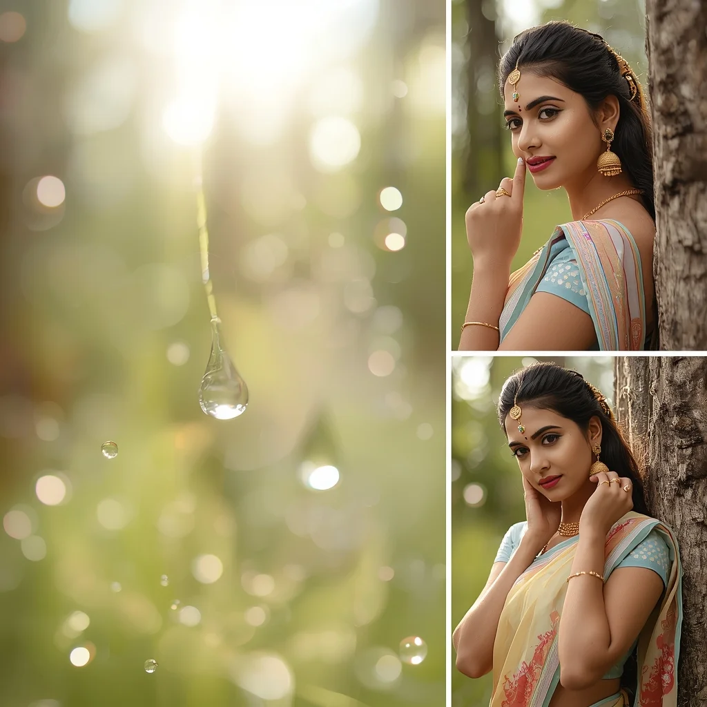 Festive Pastel Saree Morning Dew Drops Forest | Saree Ai Prompt Copy Paste For Gemini