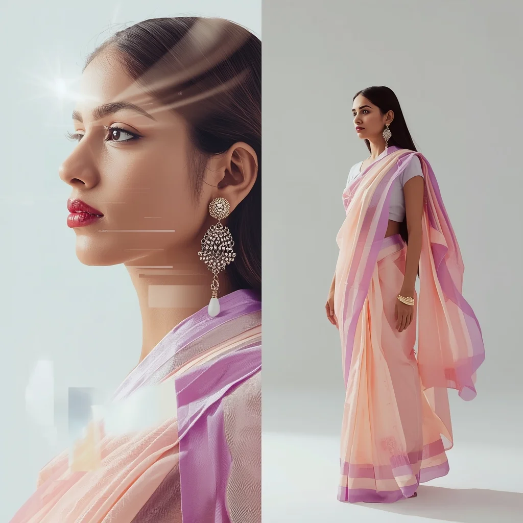 Festive Pastel Saree Reality Evolves Beyond Form Collage | Formless Expansion Luxury Prompt | New Design Ai Prompt