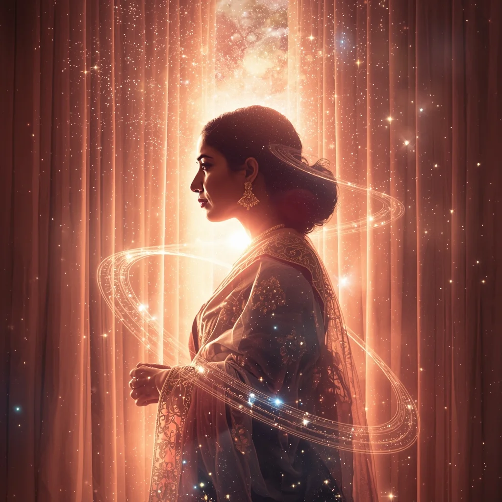 Festive Pastel Saree Regal Cosmic Curtain Galaxy Burst Collage | Regal Symphony Prompt | Prompt For Gemini Ai Girl In Saree 2026 Download