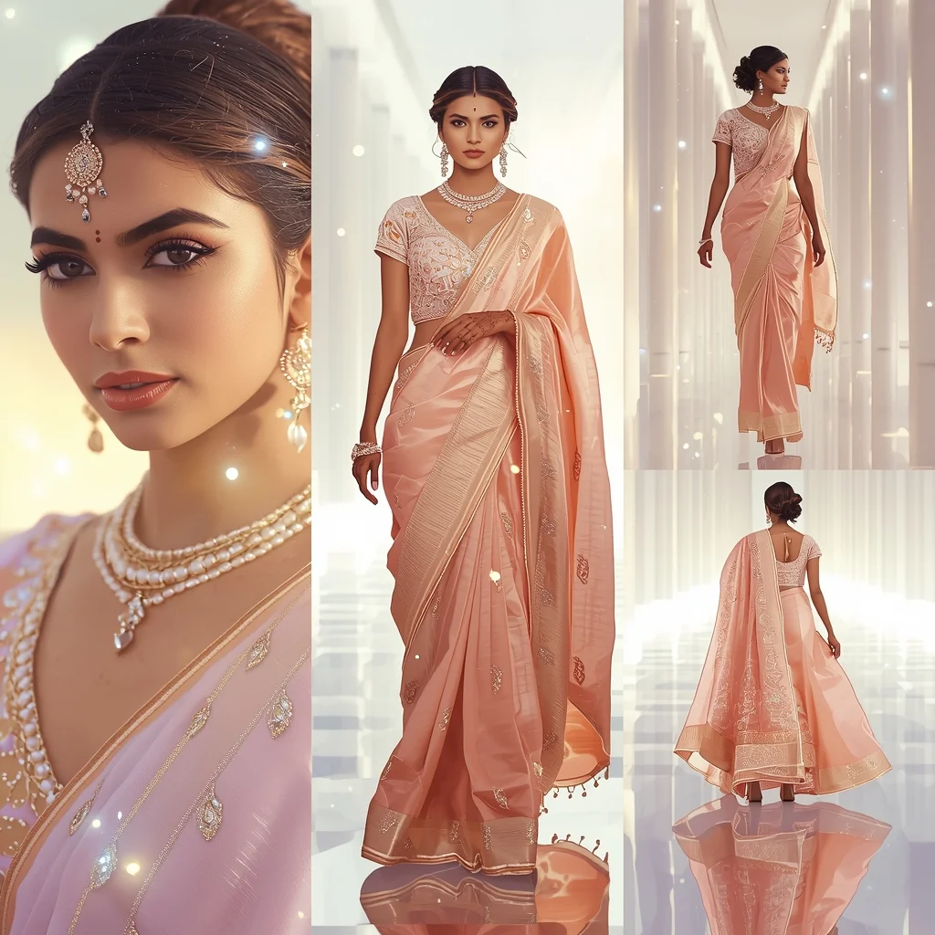 Festive Saree Radiant Holographic Glow Collage | Ultra Bright Prompt | Saree Prompt Copy Paste
