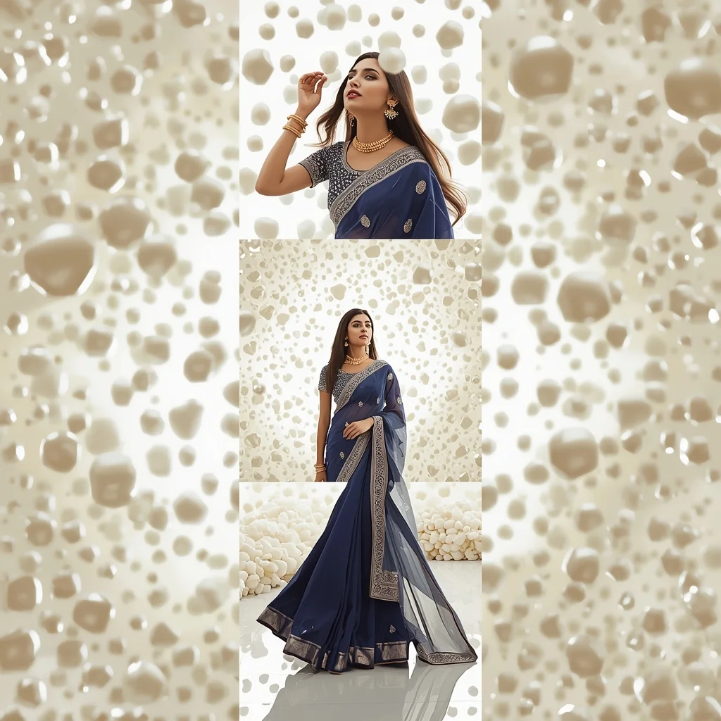 Levitating White Pearls Light Room Strip | Saree Look Ai Prompt Modern Style
