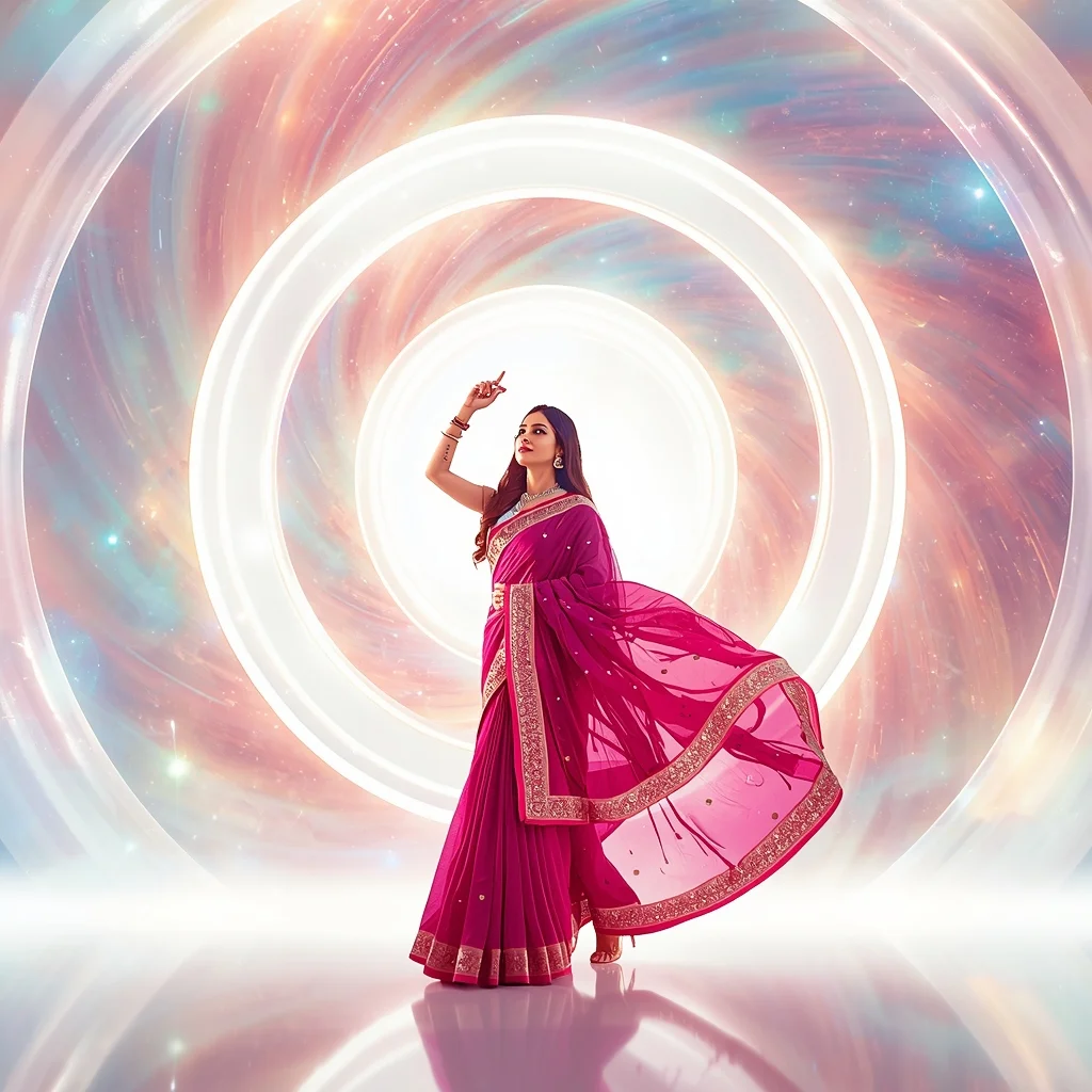 Nebula Vortex Magnetic Force Storyboard Pure Architectural Vogue Light | Saree Photo Ai Prompt