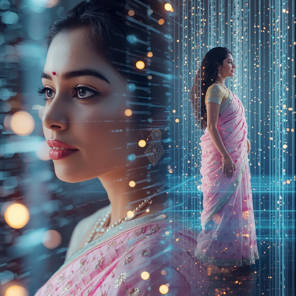 Pastel Saree Infinite Neural Pulse Light Expansion Consciousness Matrix Cinematic Viral Prompt | Cinematic Saree Ai Prompt