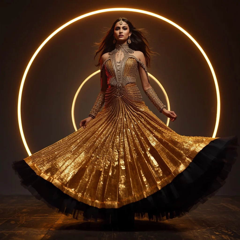 Solar Eclipse Royale Saree with Infinity Arc Citadel | Saree Dp Ai Prompt