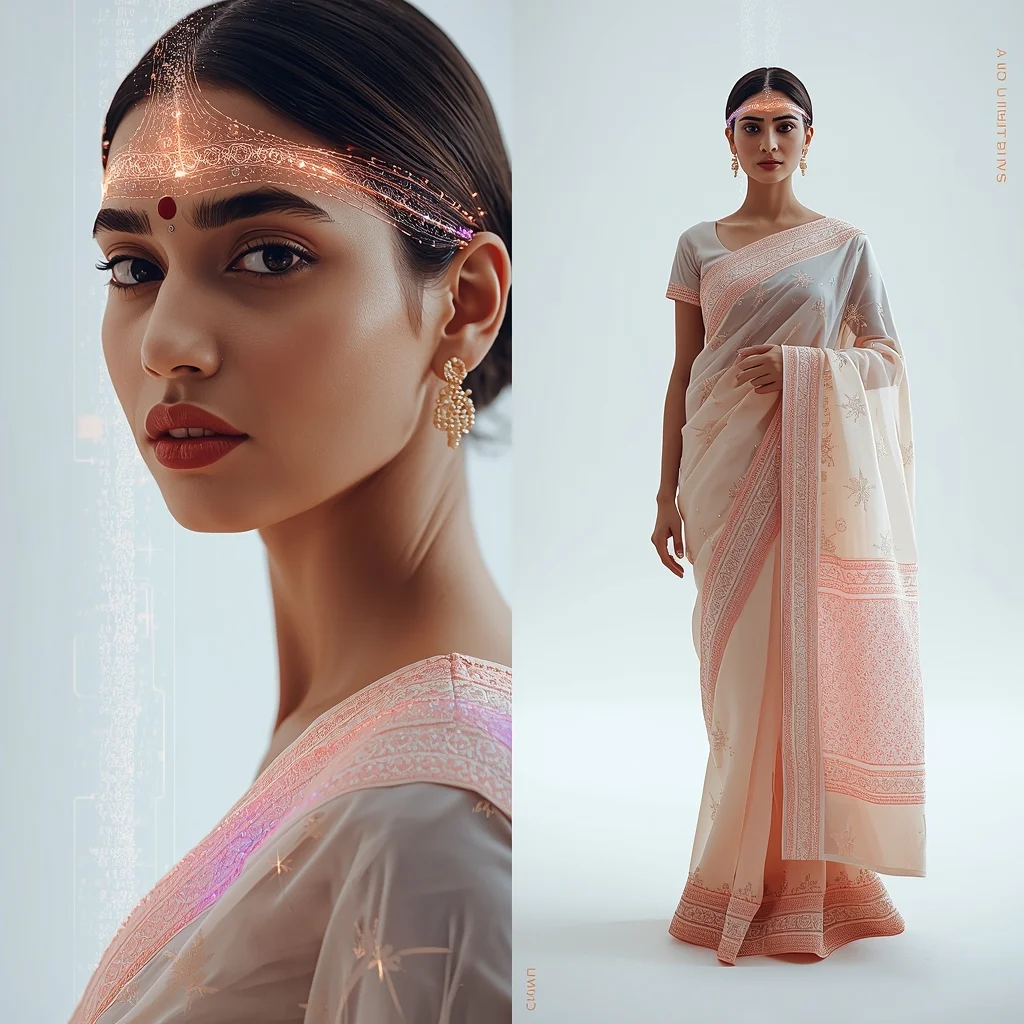 Sparkle Particle multi-Panel Saree presentation Layout | Saree Prompt For Women