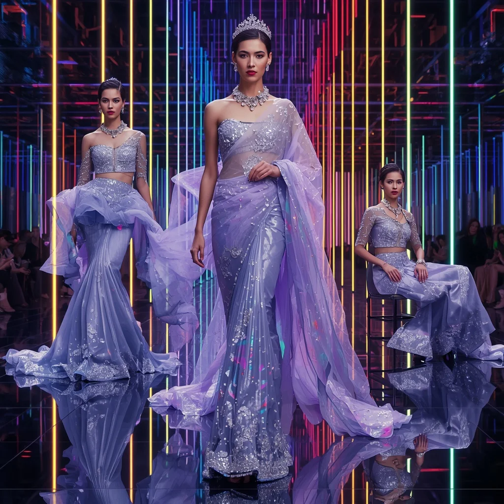 Titanium Aurora Queen Saree with Infinity Neon Atrium | Command Prompt