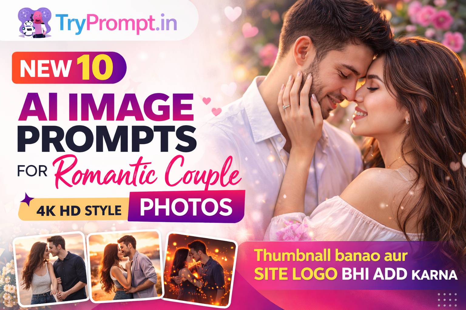 New 10 AI Image Prompts for Romantic Couple Photos 4K HD Style