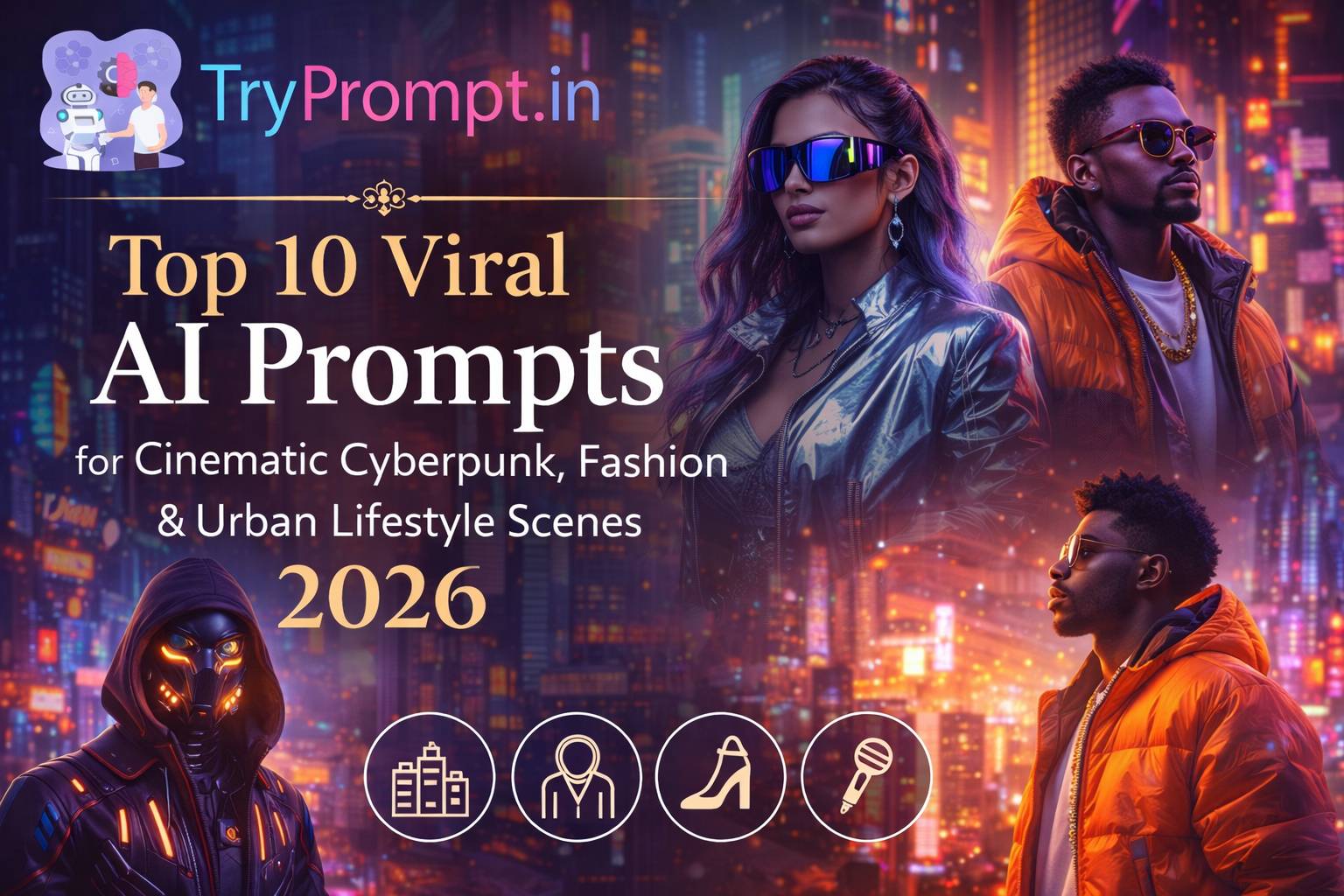 Top 10 Viral AI Prompts for Cinematic Cyberpunk, Fashion & Urban Lifestyle Scenes 2026