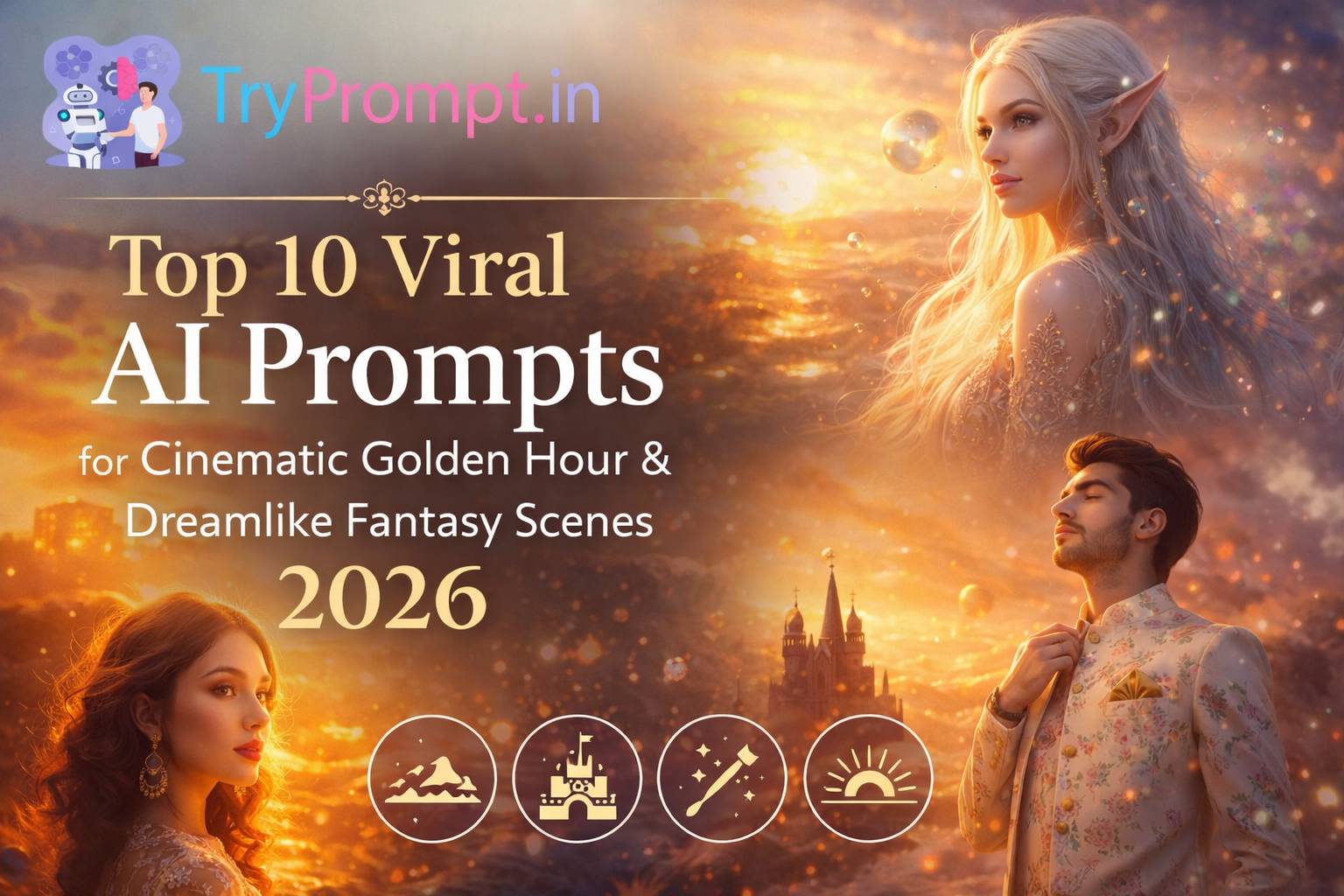 Top 10 Viral AI Prompts for Cinematic Golden Hour & Dreamlike Fantasy Scenes 2026