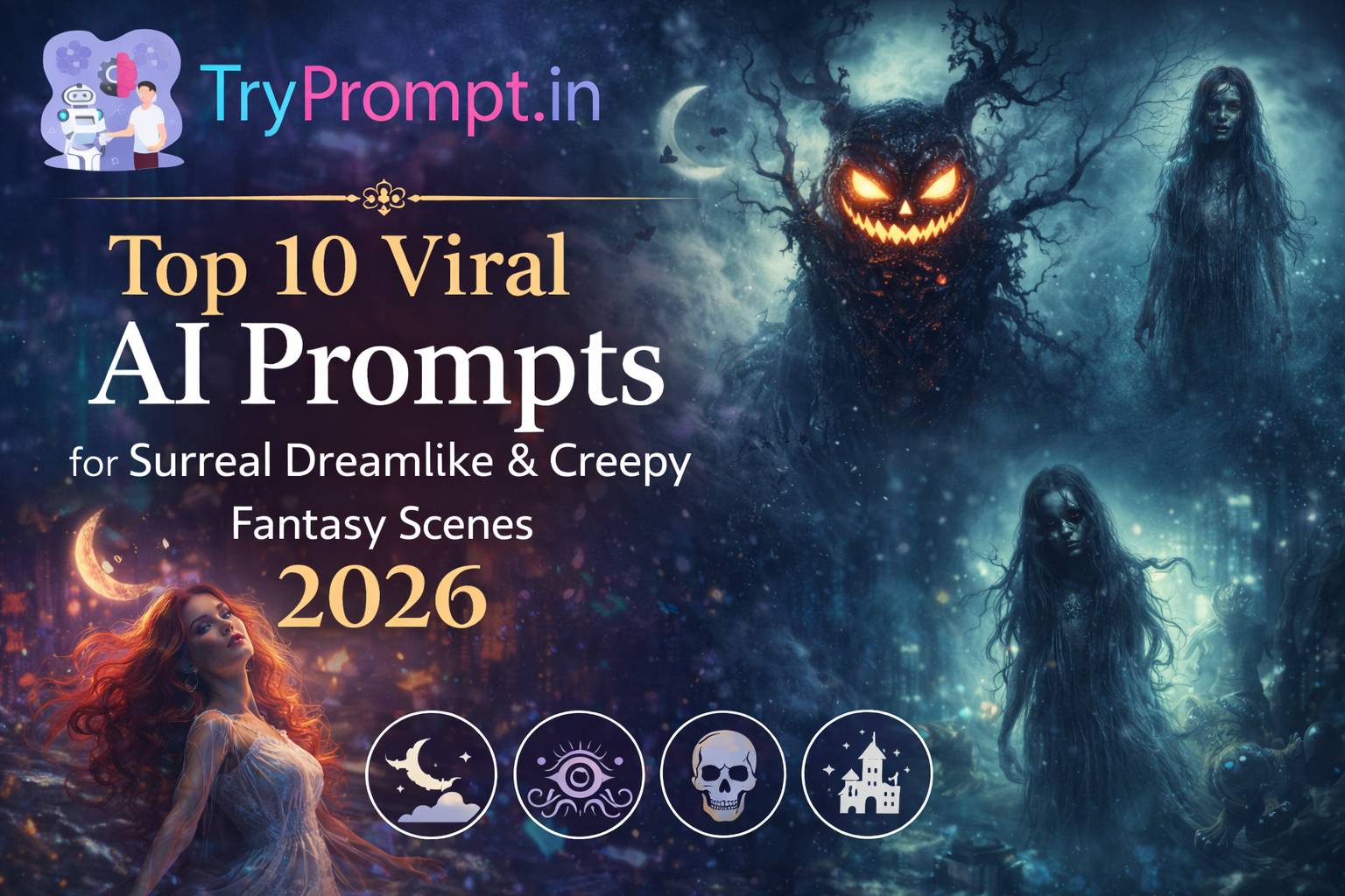 Top 10 Viral AI Prompts for Surreal Dreamlike & Creepy Fantasy Scenes 2026